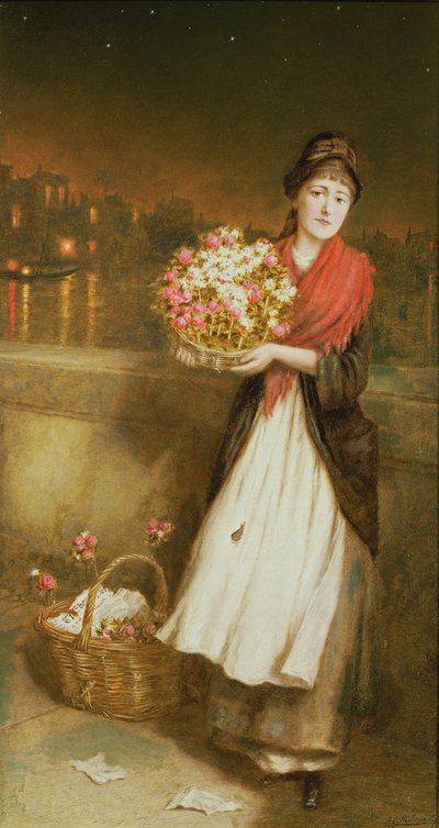 Una fioraia di Londra, 1877 da Augustus Edward Mulready